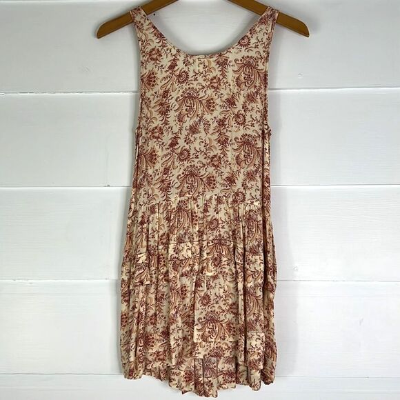Intimately Free People Cream Paisley Floral Tiered Tunic Sleeveless Boho, XS - Picture 9 of 11